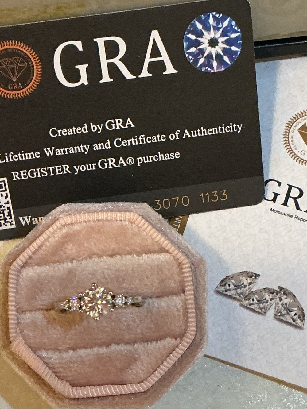 Beautiful MOISSENTIE ring fully adjustable silver plated comes with cards